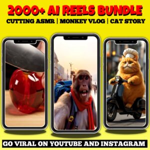 2000+ AI Reels Mega Bundle – Monkey Vlogs, Cat Stories & Cutting ASMR