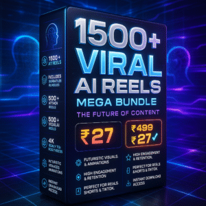 “1500+ Viral AI Reels Mega Bundle ⚡ – The Future of Content.”