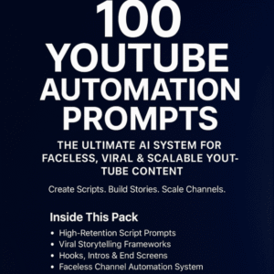 100 YouTube Automation Prompts – The Ultimate AI System for Faceless, Viral & Scalable YouTube Channels